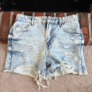 Light Blue Distressed Jean Shorts
